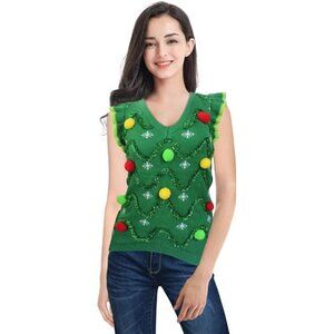 Women’s Christmas Sweater - Funny Reindeer Merry Knit Vest